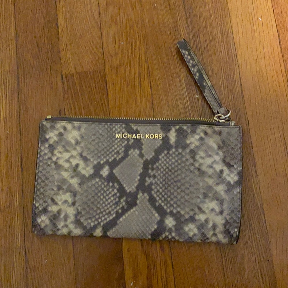 Michael Kors snakeskin wristlet
